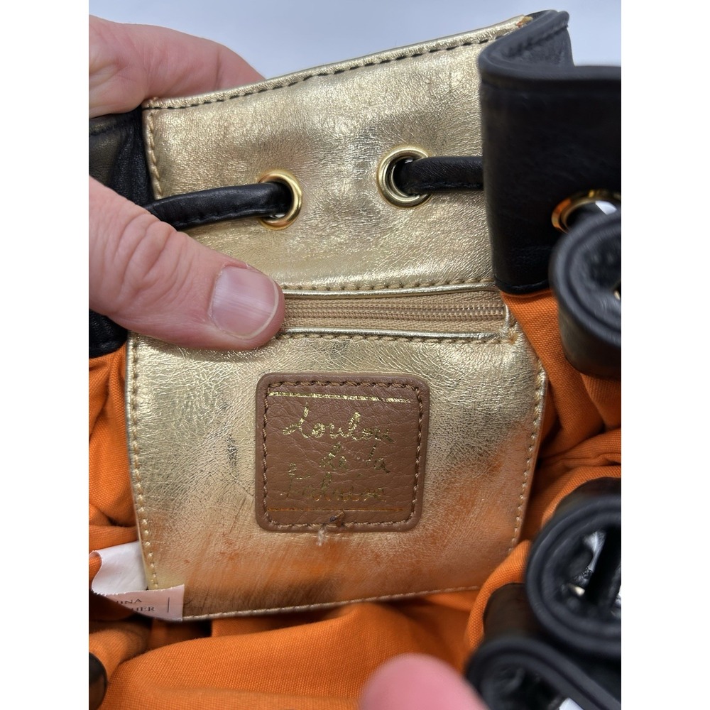LouLou De la Falaise Vintage Black leather shoulder bag Wooden Accents - Picture 4 of 10
